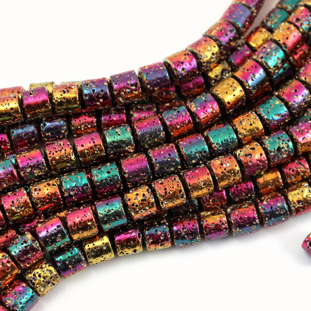 Lawa wulkaniczna platerowana różowo-złoty wałek 9x8mm