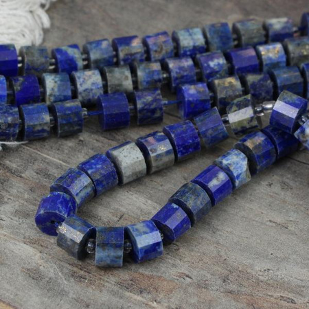 Lapis lazuli z pirytem wałek fasetowany 9x6mm