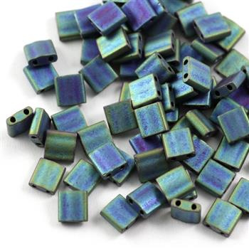 Miyuki Tila Beads 5x5x1,9mm Metallic Blue Green Matted [30szt]