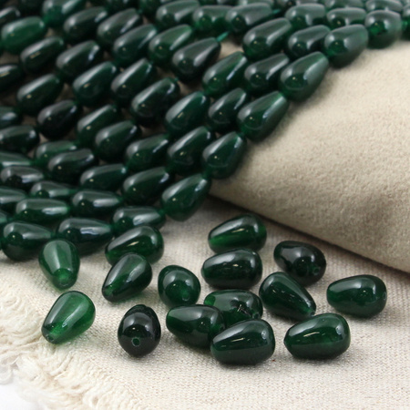 Jadeit ciemnozielony kropla gładka 12x8mm