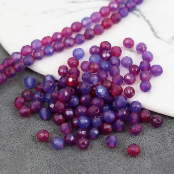 Agat brazylijski kula fasetowana fioletowa 4mm [10szt]