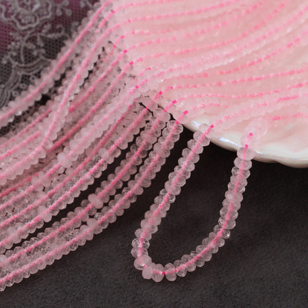 Kwarc różowy oponka fasetowana 4x2mm [sznur 39cm]