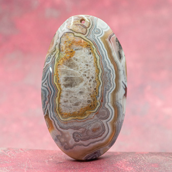 Zawieszka agat koronkowy owal 56x33mm