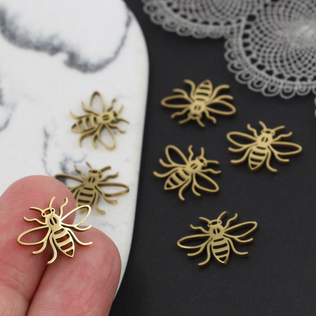 Zawieszka pszczoła stal szlachetna pozłacana 16x13mm