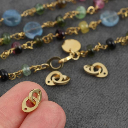 Łącznik kajdanki stal szlachetna pozłacana PVD 13x6mm