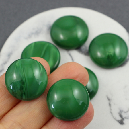 Kaboszon szklany Opaque Green w/Black moneta 20mm