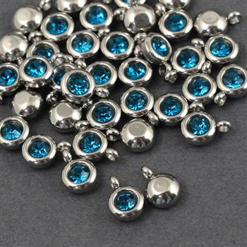 Stal szlachetna zawieszka w oprawie SR aquamarine 6mm