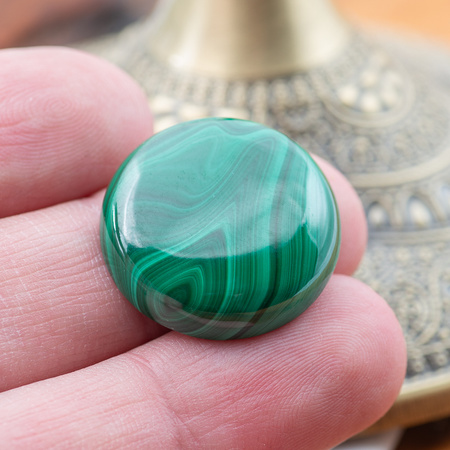 Kaboszon malachit naturalny moneta 25mm