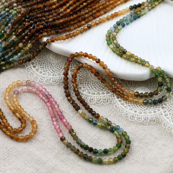 Turmalin multikolor kula fasetowana 3mm [sznur 38cm]