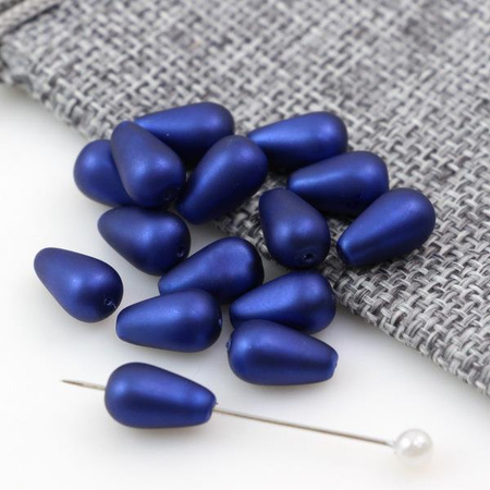 Koralik szklany velvet kropla granatowa 12x7mm [6szt]