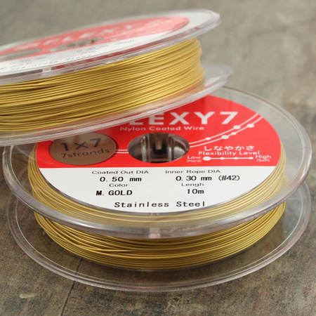 Japońska linka stalowa jubilerska FLEXY7 0,50mm Metallic Gold [szpula 10m]
