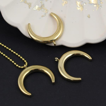 Zawieszka księżyc stal szlachetna pozłacana 23mm