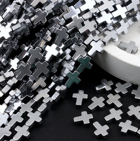 Hematyt srebrny krzyżyk 10x8mm