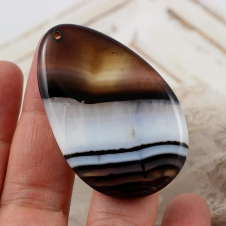 Sardonyks zawieszka plaster łezka 57x36mm