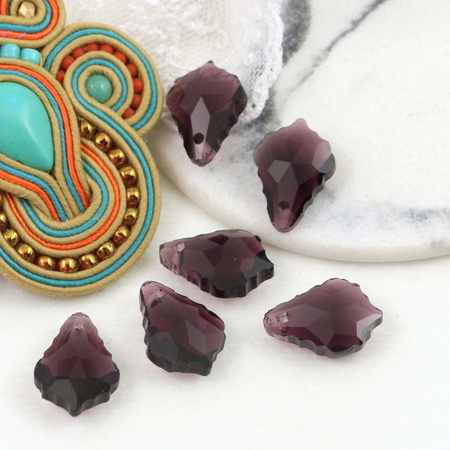 Kryształek szklany łezka barokowa fasetowana purple velvet 16x11mm