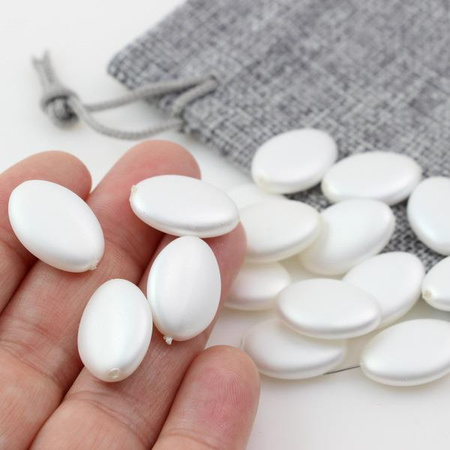 Koralik szklany velvet owal biały 20x14mm