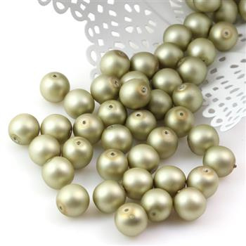 Koralik szklany velvet kula jasna oliwka 10mm [4szt]