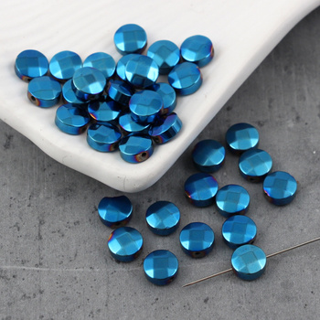 Hematyt moneta fasetowana niebieska 8mm