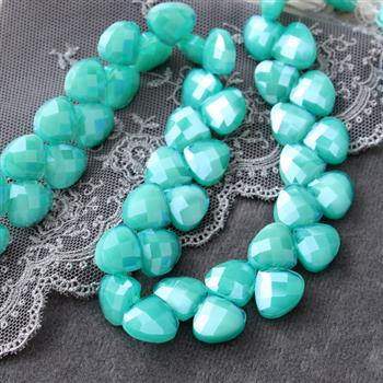 Kryształek szklany łezka fasetowana miętowa 13x12mm [4szt]