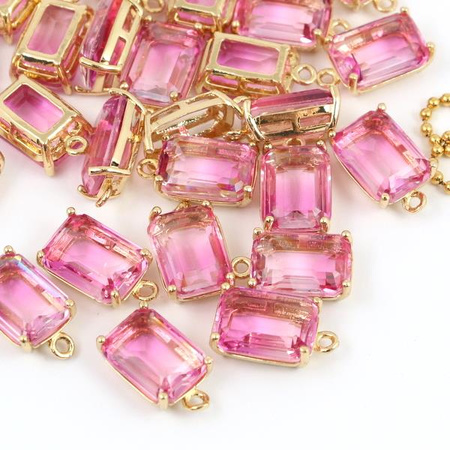 Zawieszka w złotej oprawie prostokąt deluxe 14x10mm