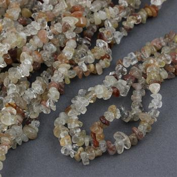 Kwarc ze złotym rutylem drobna sieczka [długi sznur 80cm]