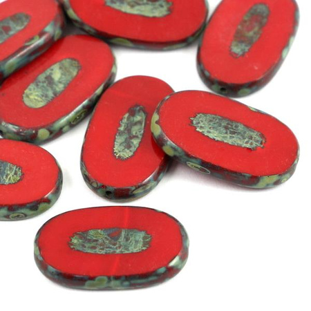 Oval Beads Opaque Red Travertine 26x15mm