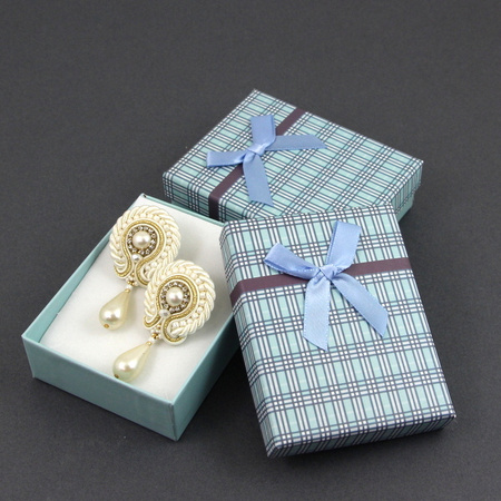 Pudełko ozdobne KRATKA błękitne 9x7x3cm