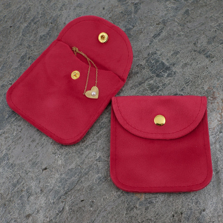 Welurowa torebka kieszonka z zatrzaskiem różowa 8x8cm