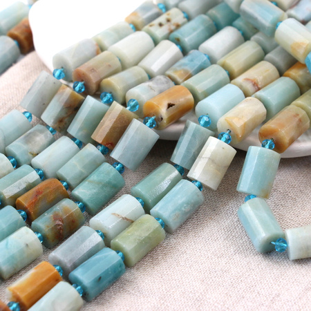 Amazonit wałek fasetowany 14x10mm