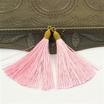 Chwost wiskozowy w czapeczce różowy 80x10mm