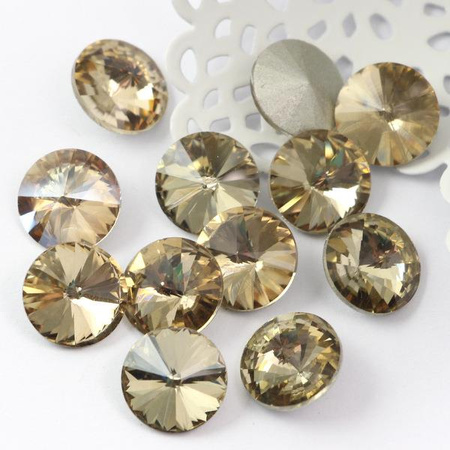 Kaboszon szklany moneta stożkowa faset szampańska 12mm