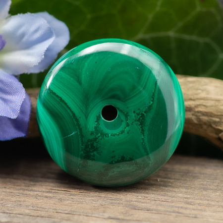 Zawieszka malachit naturalny donut 32mm