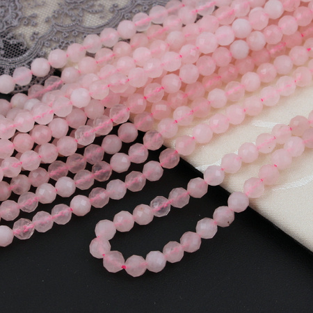 Kwarc różowy kula fasetowana 6mm [sznur 39cm]