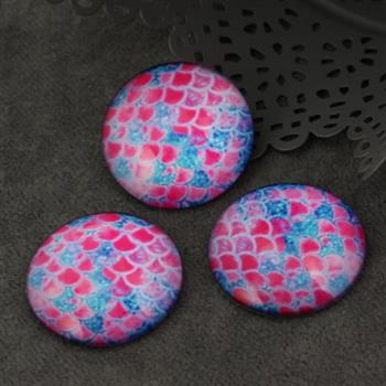 Kaboszon szklany z grafiką łuska węża moneta 30mm