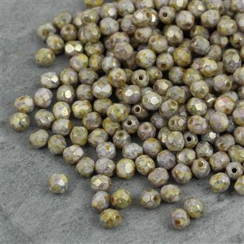 Fire Polish 4mm Chalk White Green Brown [20szt]