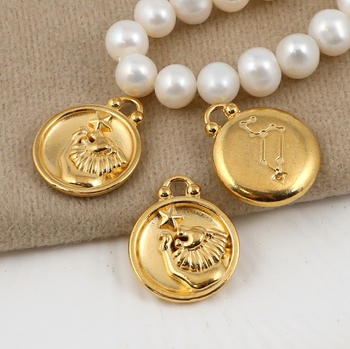 Zawieszka stal szlachetna pozłacana znaki zodiaku Lew 17mm