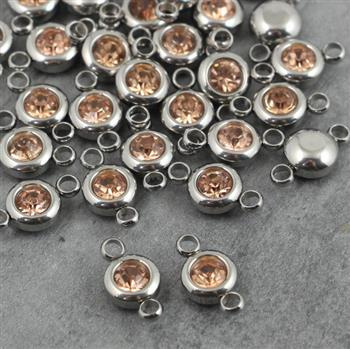 Stal szlachetna łącznik w oprawie SR light peach 6mm