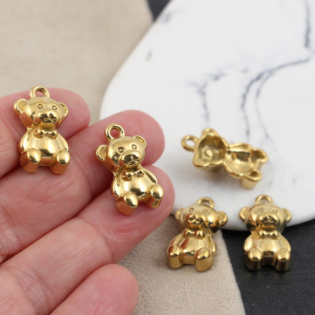 Zawieszka miś stal szlachetna pozłacana 22x13mm