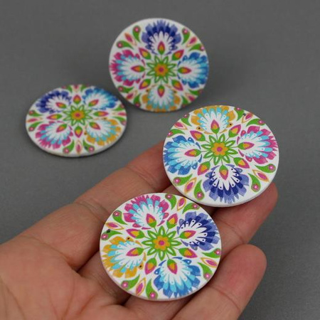 Drewniany krążek baza kolczyka polski folk 40mm