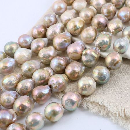 Perła słodkowodna baroque szaro-złota kula 15-18mm