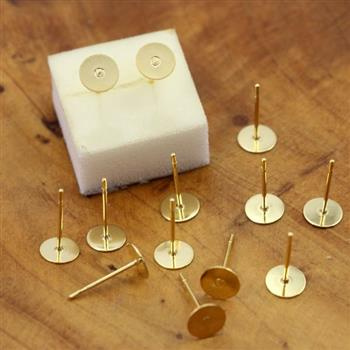 Bigle do kolczyków sztyfty do naklejania pozłacane 6mm stal szlachetna [para]