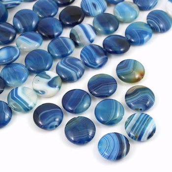 Agat pasiasty moneta niebieska 18mm