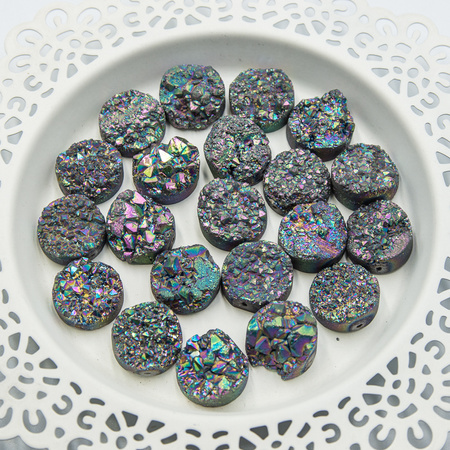 Kaboszon kwarc tytanowany druzy 20mm z otworem