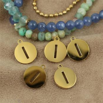 Zawieszka stal szlachetna pozłacana 10mm litera I