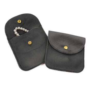 Welurowa torebka kieszonka z zatrzaskiem grafitowa 10x10cm