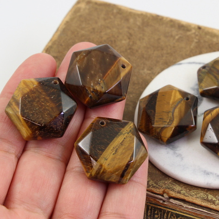 Tygrysie oko zawieszka sześciokąt 28mm