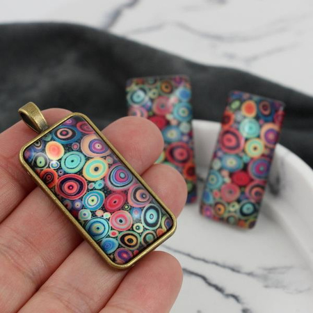 Kaboszon szklany z grafiką kolorowe koła 38x19mm