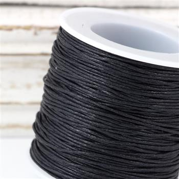 Sznurek bawełniany woskowany czarny 0,5mm [szpula 90m]
