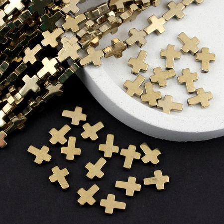 Hematyt złoty krzyżyk 10x8mm