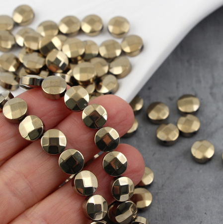 Hematyt moneta fasetowana złota 8mm